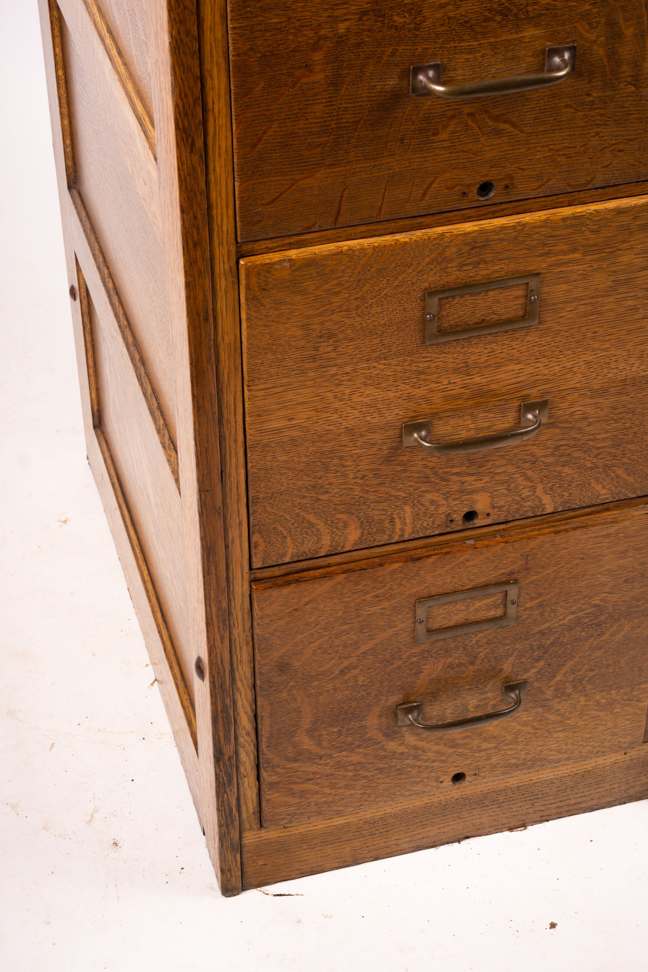 An early 20th century oak four drawer filing cabinet, W.44cm D.70cm. H.132cm